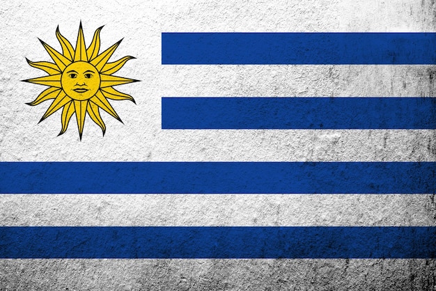 De Oostelijke Republiek van Uruguay nationale vlag de zon en strepen grunge achtergrond