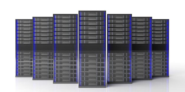 De opslageenheden van de computerserver op witte achtergrond 3d illustratie