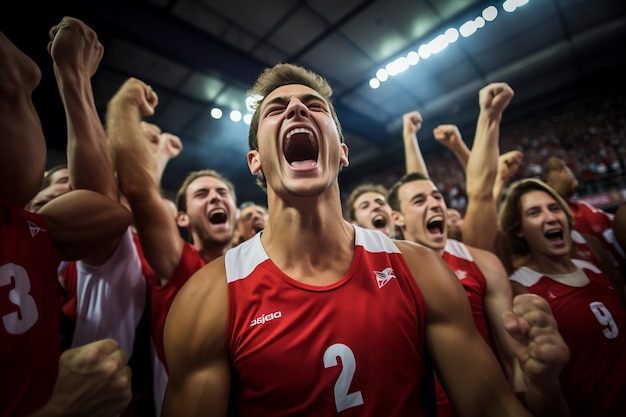 De opwinding van de overwinning voor volleyballers van men39 Generative Ai