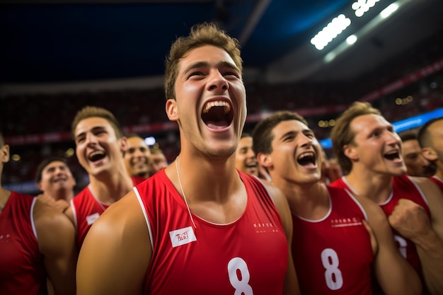 De opwinding van de overwinning voor volleyballers van men39 Generative Ai