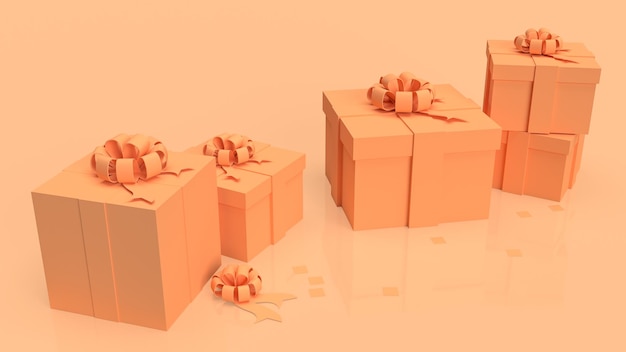 De oranje geschenkdoos op witte achtergrond 3D-rendering