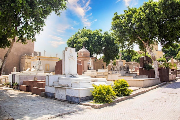 De oude begraafplaats in het Koptisch Caïro (Masr al-Qadima) district van Oud Caïro, Egypte