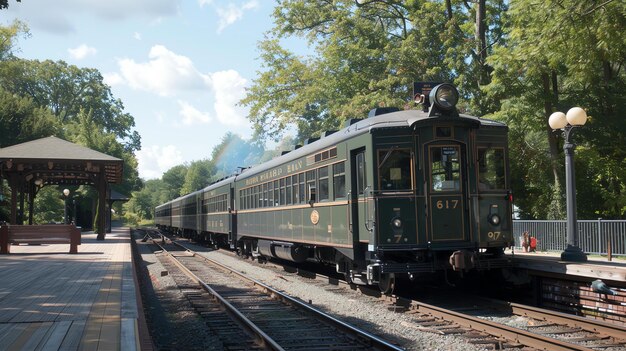 De oude groene trein is een prachtig gezicht om te zien. Het is een herinnering aan een eenvoudiger tijd toen mensen met de trein reisden om vrienden en familie te zien.