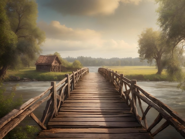 De oude houten brug