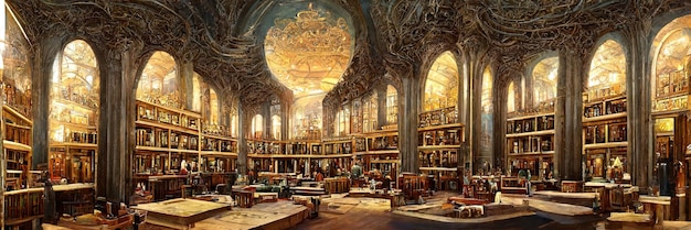 De oude majestueuze hal van de bibliotheek. Prachtige ceremoniële zaal met zuilen en gewelfde plafonds
