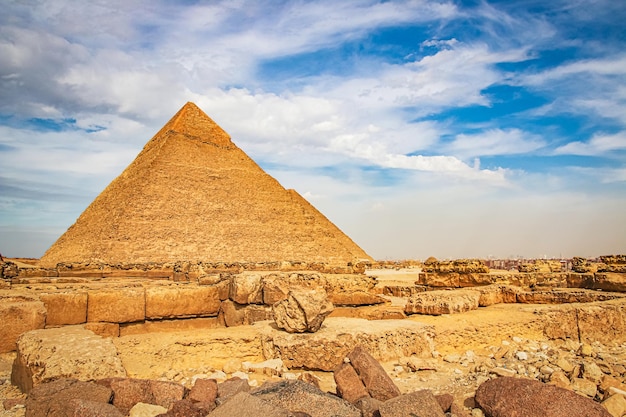 De oude piramide van Chefren in Giza, Egypte