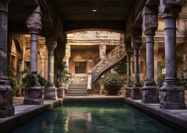 De oude Romeinse baden waren een historische sociale ontmoetingsplaats