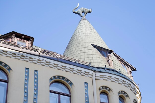 De oude stad Riga Letland van het kattenhuis