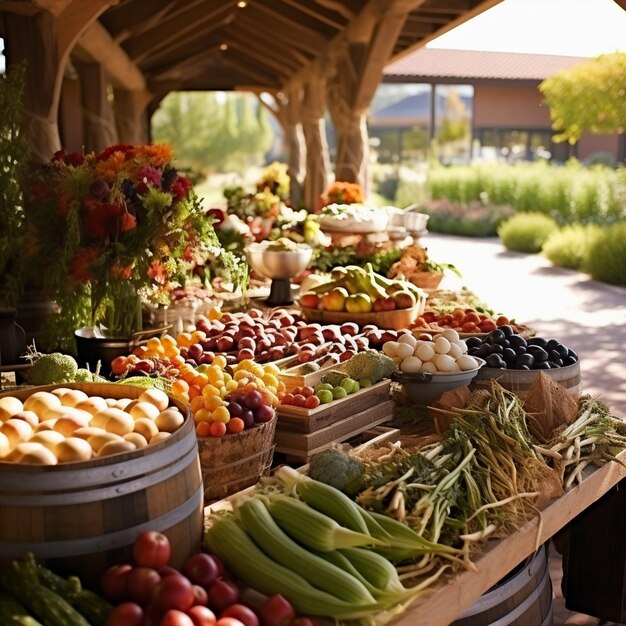 Foto de overvloed van de natuur een eetzaal die is geïnspireerd door de oogst