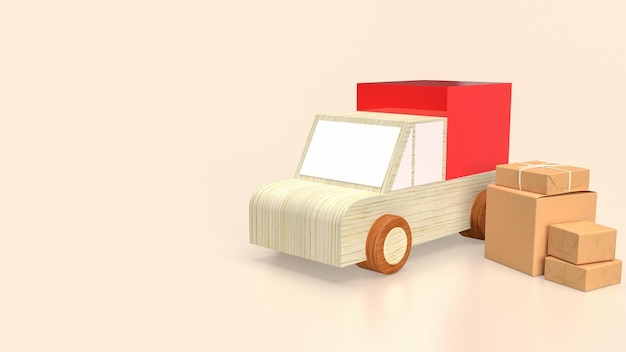 De papieren doos en de bestelwagen voor Delivery concept 3d rendering