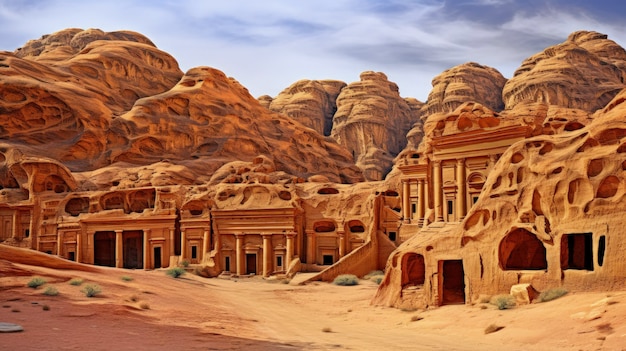 De Petra Jordan oude stad rotssneden architectuur woestijn gecreëerd met Generative AI technologie