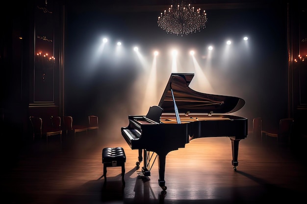 De piano bij het concert AI-technologie gegenereerd beeld