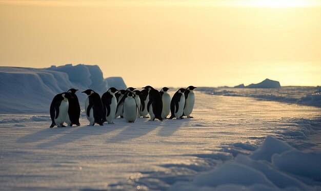 De pinguïns komen samen ineengedoken op de ijsberg en creëren met behulp van generatieve AI-tools