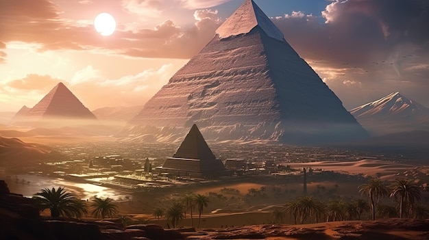 De piramide van Giza het oudste bekende grafmonument ter wereld gegenereerd door AI