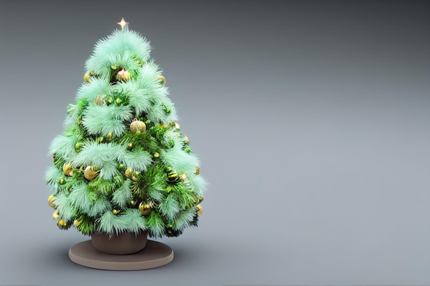 De pluizige mooie kerstboom AI geeft weer