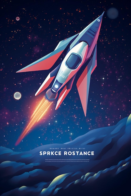 De poster voor het evenement toont een slagschip in de ruimte in de stijl van hyperkleurige dromen