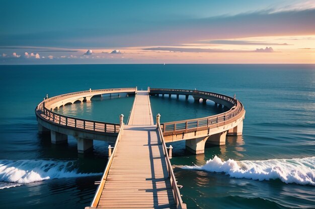 Foto de prachtige cross oceaan brug architectuur diepzee brug ontwerp wallpaper achtergrond