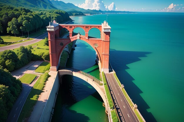 Foto de prachtige cross oceaan brug architectuur diepzee brug ontwerp wallpaper achtergrond