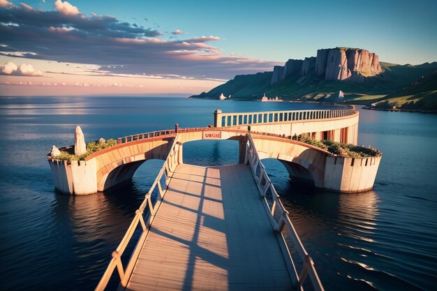 De prachtige cross oceaan brug architectuur diepzee brug ontwerp wallpaper achtergrond