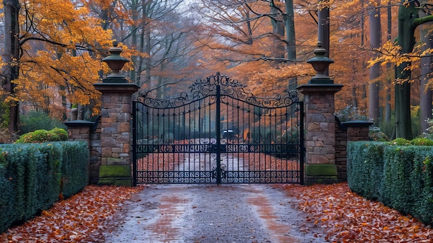 De prachtige ijzeren poort van de villa.