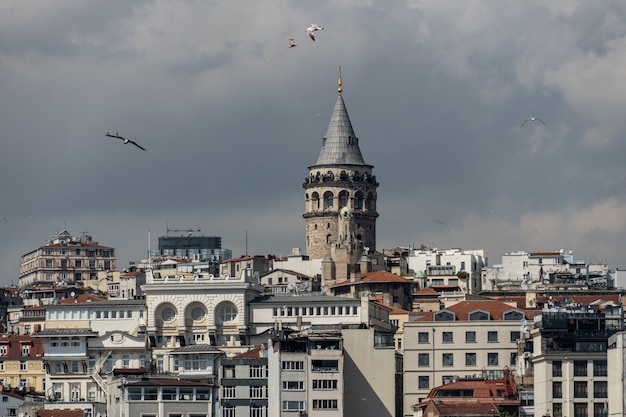 De prachtige uitzichten op de Galata-toren, Istanbul, Turkije.