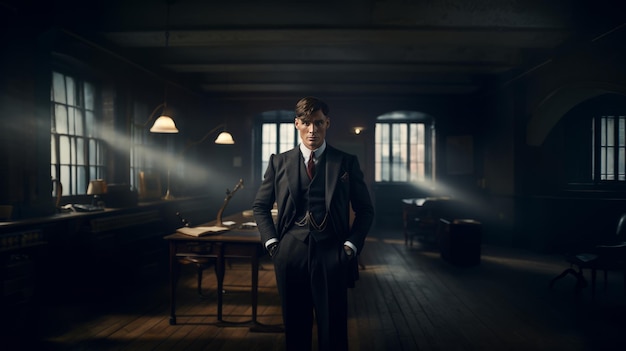 De raadselachtige Thomas Shelby een hyperrealistisch portret van een charismatisch meesterbrein