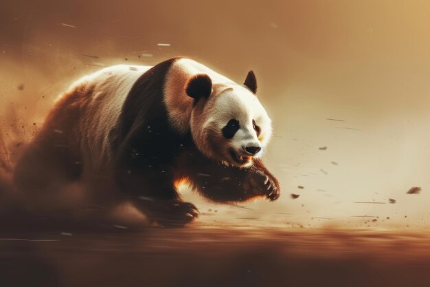 De reusachtige panda loopt snel 3D-illustratie