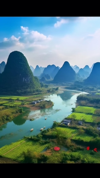 De rivier de Li-rivier is een natuurlijk wonder in China.