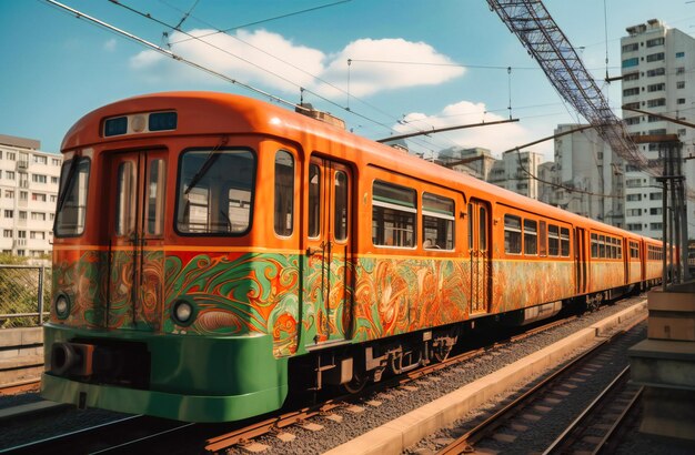 De rode en oranje trein