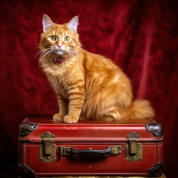 De rode gestreepte kat en de rode koffer