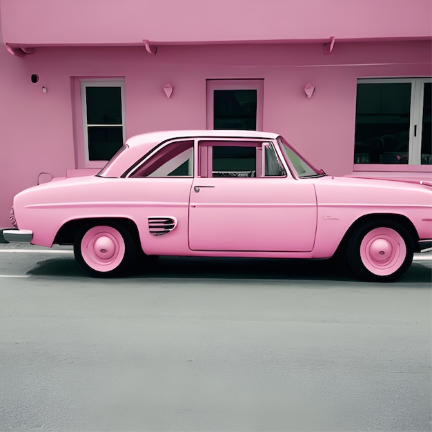 De roze Barbie auto.