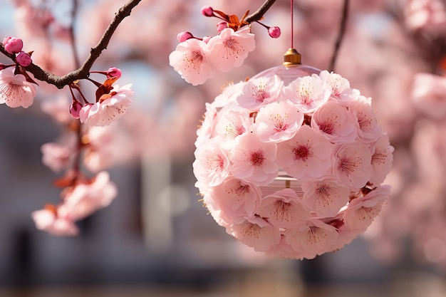 De roze bloesem van de pruimbloem Generatieve AI