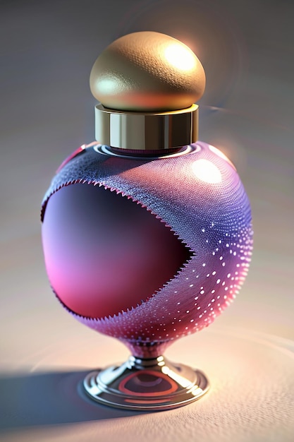 De roze-paarse vloeistof in de glazen fles is kristalhelder en prachtig door het licht