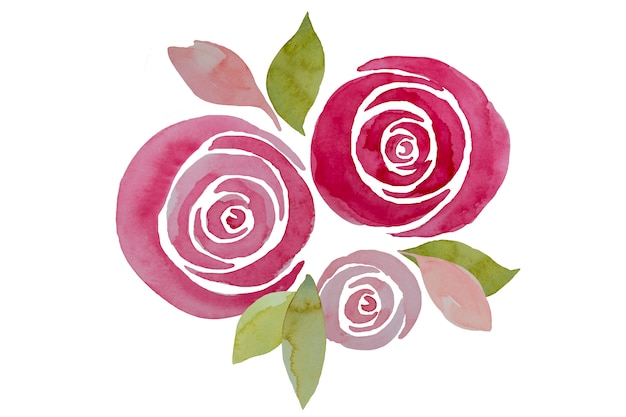 De roze samenstelling van waterverfrozen, illustratie. Elegante handgeschilderde bloemen.