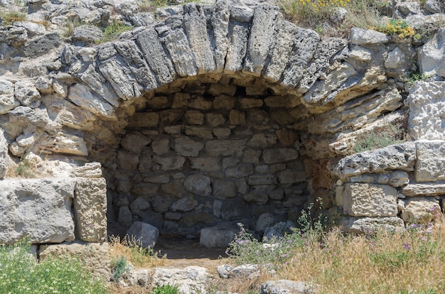 De ruïnes van de oude en middeleeuwse stad Chersonese Tauride