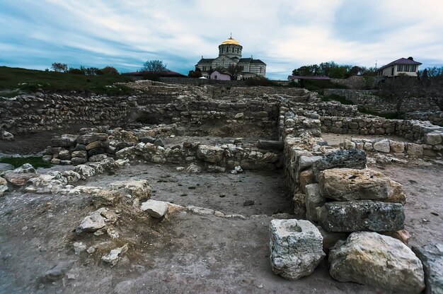 De ruïnes van de oude Griekse stad Chersonese landmark Sebastopol