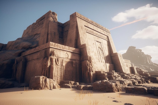 De ruïnes van een gebouw in Egypte