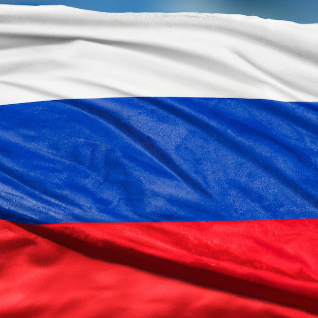 de Russische vlag wappert in de wind.