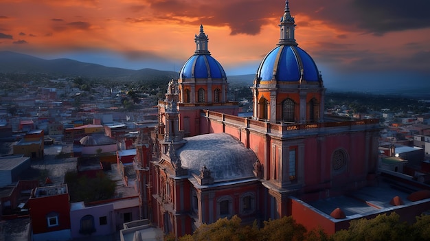 de Santiago de Queretaro Mexico cielo azul y amanecer Generative Ai