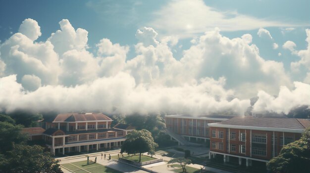 de scholen en enkele wolken worden gezien vanuit het gebied