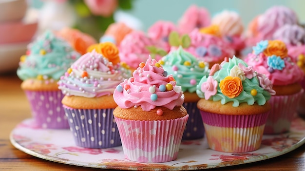 De schoonheid van cupcakes met hun perfect gevormde wervelingen van glazuur en hagelslag