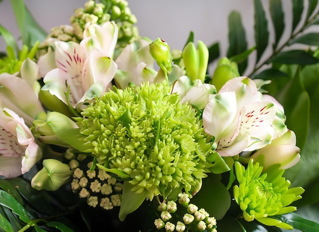 De schoonheid van de natuur in een fris groen boeket geurige bloemen