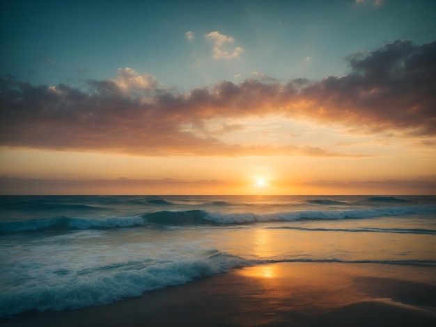 De schoonheid van de zee die de hemel ontmoet tijdens zonsopgang of zonsondergang