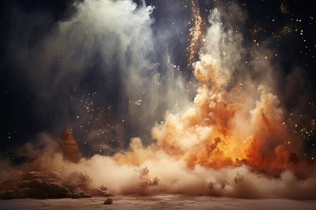 Foto de schoonheid van een natuurfenomeen een wolk van goudstof die verlicht wordt generatieve ai