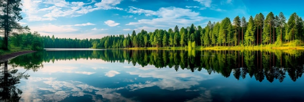 de schoonheid van een rustig meer omringd door weelderig groen en spiegelreflecties