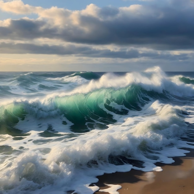 Foto de schoonheid van golven aan zee in beweging