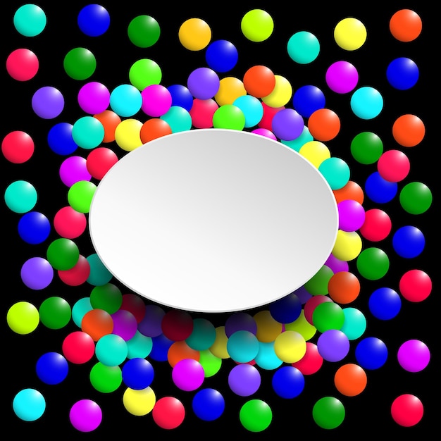 Foto de schotel staat op een achtergrond van gekleurde ballen vectorillustratie