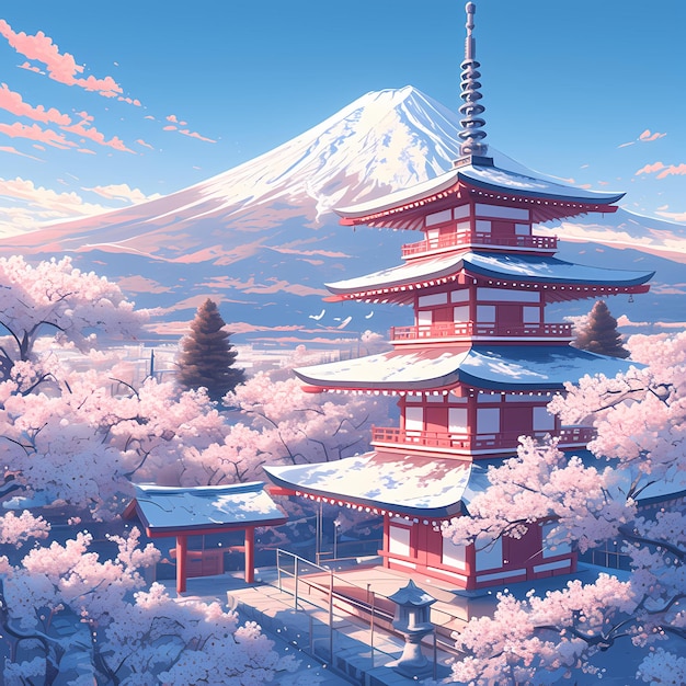 De serene schoonheid van de Chureito-pagode in Japan