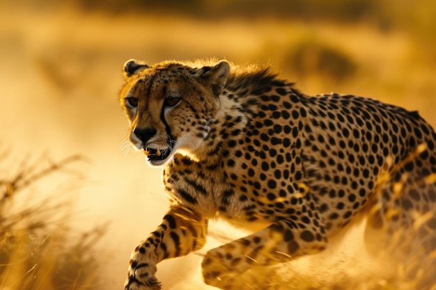 De slanke elegantie van een cheetah in volle sprint over de Afrikaanse savanne