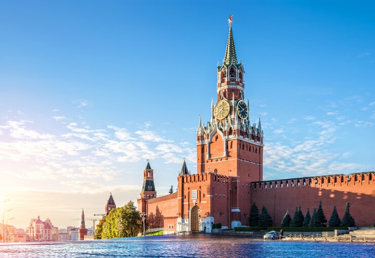 De Spasskaya-toren van het Kremlin van Moskou